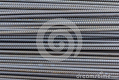 Brand new armature. Reinforcements steel bars stack. Stock Photo