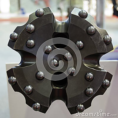 Brand new oil rig drill bit detail Stock Photo