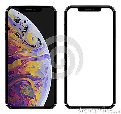 Brand new realistic mobile phone smartphone in Apple iPhone XS Max Vector Illustration