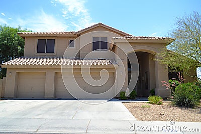 Brand New Spanish/Southwestern Style Arizona Dream Home Stock Photo