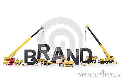 Brand start up: Machines building brand-word. Stock Photo