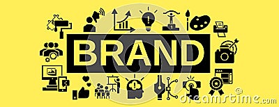 Brand team work concept banner, simple style Vector Illustration