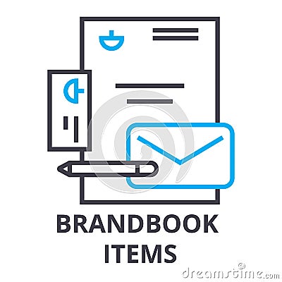 Brandbook items thin line icon, sign, symbol, illustation, linear concept, vector Vector Illustration