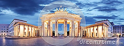 Brandenburg Gate, Berlin, Germany - panorama Stock Photo