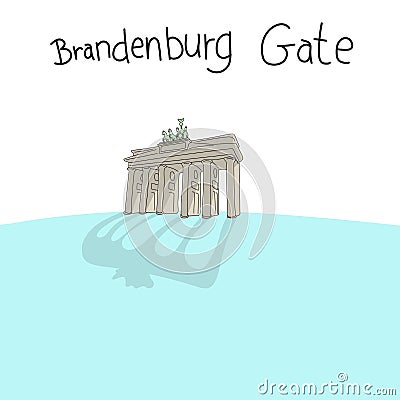 Brandenburg Gate in Berlin hand drawn vector illustration isolated on white background Vector Illustration