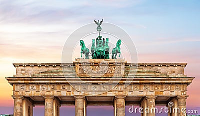 Brandenburg Gate or Brandenburger Tor at sunrise, Berlin, Germany Editorial Stock Photo