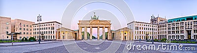 Brandenburg Gate in panoramic view, Berlin, Germany Stock Photo