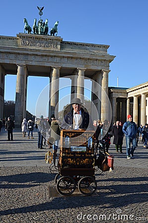 Brandenburg Gate at sunrise, Berlin, Germany Editorial Stock Photo