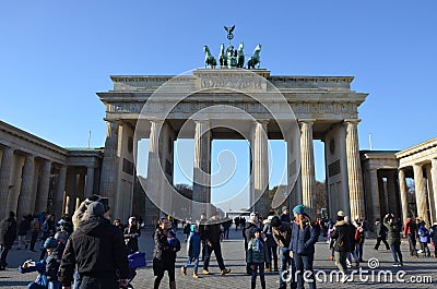 Brandenburg Gate at sunrise, Berlin, Germany Editorial Stock Photo