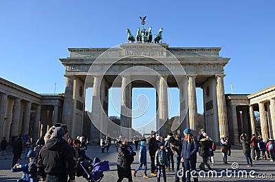 Brandenburg Gate at sunrise, Berlin, Germany Editorial Stock Photo