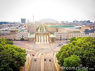 Brandenburg gate after the sunrise in summer, Berlin Editorial Stock Photo