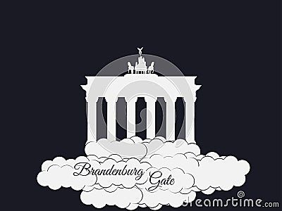 Brandenburger gate isolated on black background. Brandenburger tor in the clouds. The symbol of Berlin and Germany. Vector Illustration