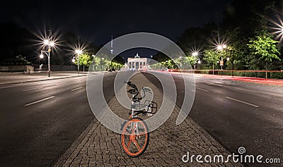 Bicycle Berlin. Brandenburger Gate and the bike. Stock Photo