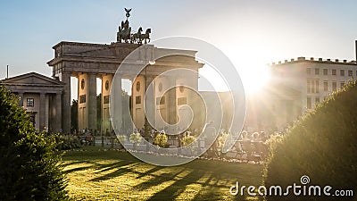 Brandenburger tor and sun Stock Photo