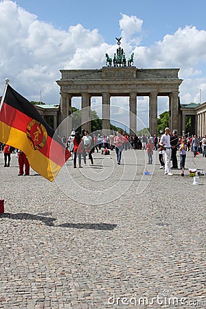 Branderburg Gate with German Flag Editorial Stock Photo