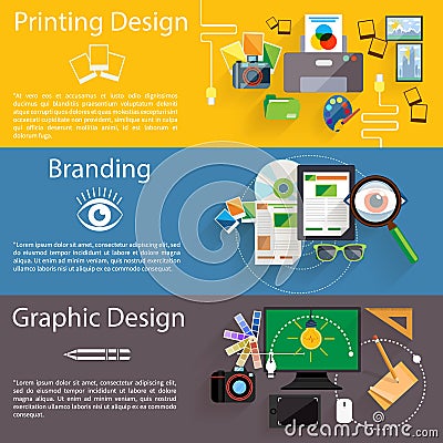 Branding, graphic and printing design icon set Vector Illustration