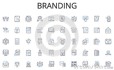 Branding line icons collection. Angle, View, Outlook, Perception, Standpoint, Attitude, Vision vector and linear Vector Illustration