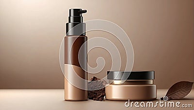Branding Mock-up Cosmetic Bottles, Dispensers, and Cream Jars Stock Photo