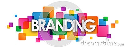 BRANDING colorful overlapping squares banner Stock Photo