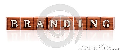 Branding text on wooden cubes Stock Photo