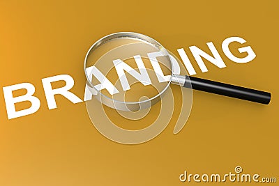 Branding word with magnifying glass Stock Photo