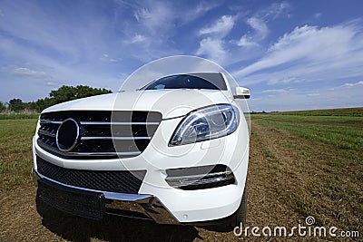 Brandnew white Mercedes Benz ML, model 2013 Stock Photo