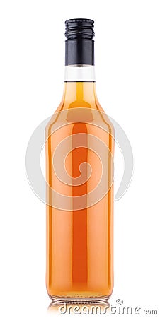 Brandy cognac 500 ml bottle with no label and black pilfer cap isolated on white background Stock Photo