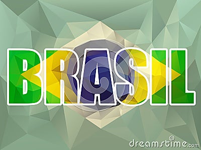 Brasil Letters with Brazilian Flag Vector Illustration