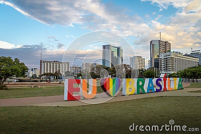 Brasilia Sign at Burle Marx Garden Park - Brasilia, Distrito Federal, Brazil Editorial Stock Photo