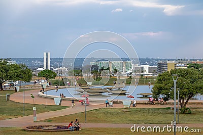 Brasilia TV Tower Fountain at Burle Marx Garden Park - Brasilia, Distrito Federal, Brazil Editorial Stock Photo