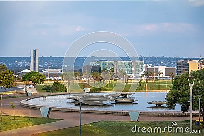 Brasilia TV Tower Fountain at Burle Marx Garden Park - Brasilia, Distrito Federal, Brazil Editorial Stock Photo