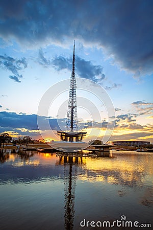 Brasilia TV Tower at sunset - Brasilia, Distrito Federal, Brazil Stock Photo