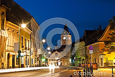 Brasov Council Square at twilight Stock Photo