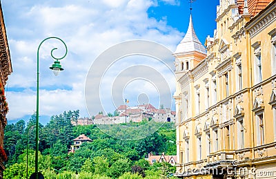 Brasov fortress view from the old city center Stock Photo