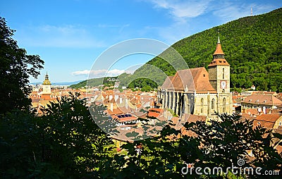 Brasov Romania Black Church centre european festival transylvania old town tampa mountain golden stag Stock Photo