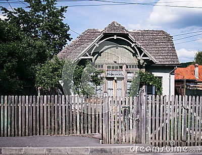 Brasov, Romania - 05/25/2019: small vintage house near the mountain Editorial Stock Photo