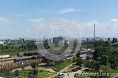 Brasov train station and the industrial area Editorial Stock Photo