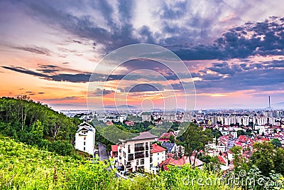 Brasov, Transylvania, Romania - Sunrise with the University building Stock Photo