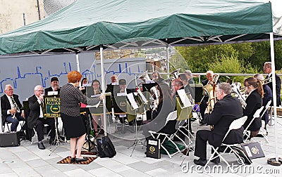 Brass Band at the Leeds Liverpool Canal Festival at Burnley Lancashire Editorial Stock Photo