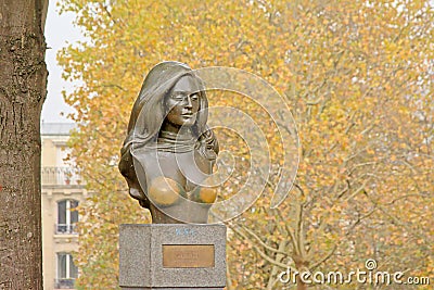 Brass bust of French singer Dalida Editorial Stock Photo