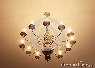 Brass chandelier Stock Photo