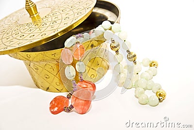 Brass Container/Costume Jewelry Stock Photo