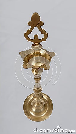 Brass Deepak handcrafted design It is useful for all festivals, Pooja and Inaugural functions Stock Photo