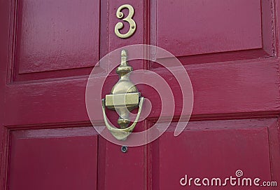 3 brass Door Furniture Stock Photo