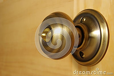 Brass doorknob close-up Stock Photo