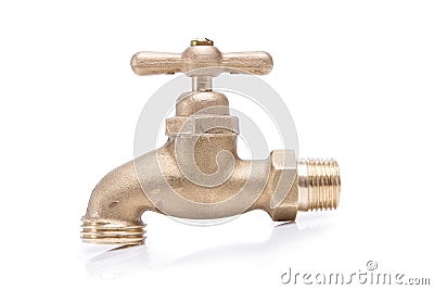 Brass faucet isolated on white background Stock Photo