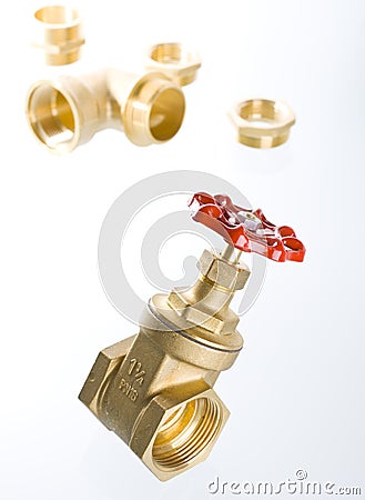 Brass gate valve Stock Photo