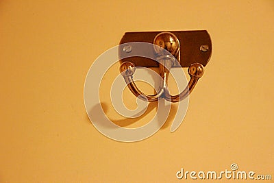 Brass Hook at Bathroom Stock Photo