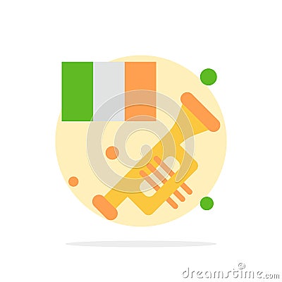 Brass, Horn, Instrument, Music, Trumpet Abstract Circle Background Flat color Icon Vector Illustration