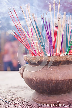 Brass Joss stick pot Stock Photo